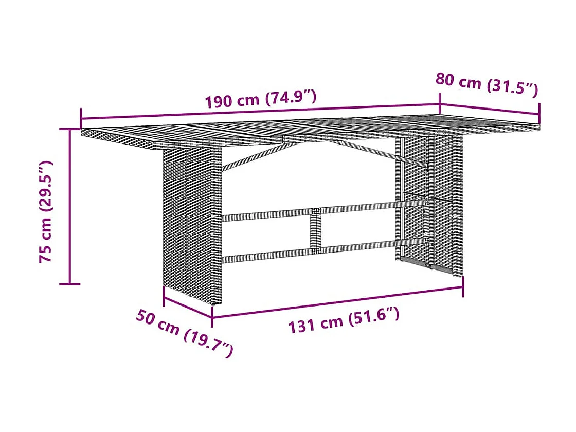 Set de comedor de jardín 7 piezas y cojines ratán sintético negro