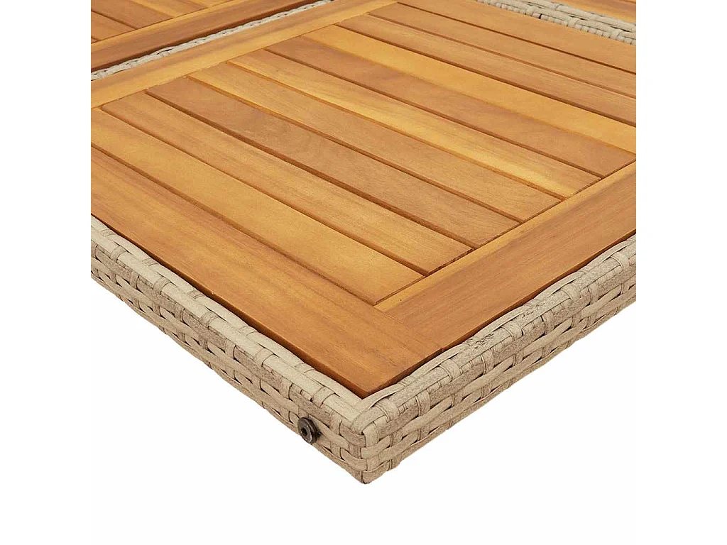 Ensemble à manger de jardin et coussins 7 pièces beige poly rotin