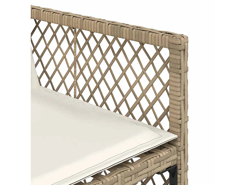 Ensemble à manger de jardin et coussins 7 pièces beige poly rotin