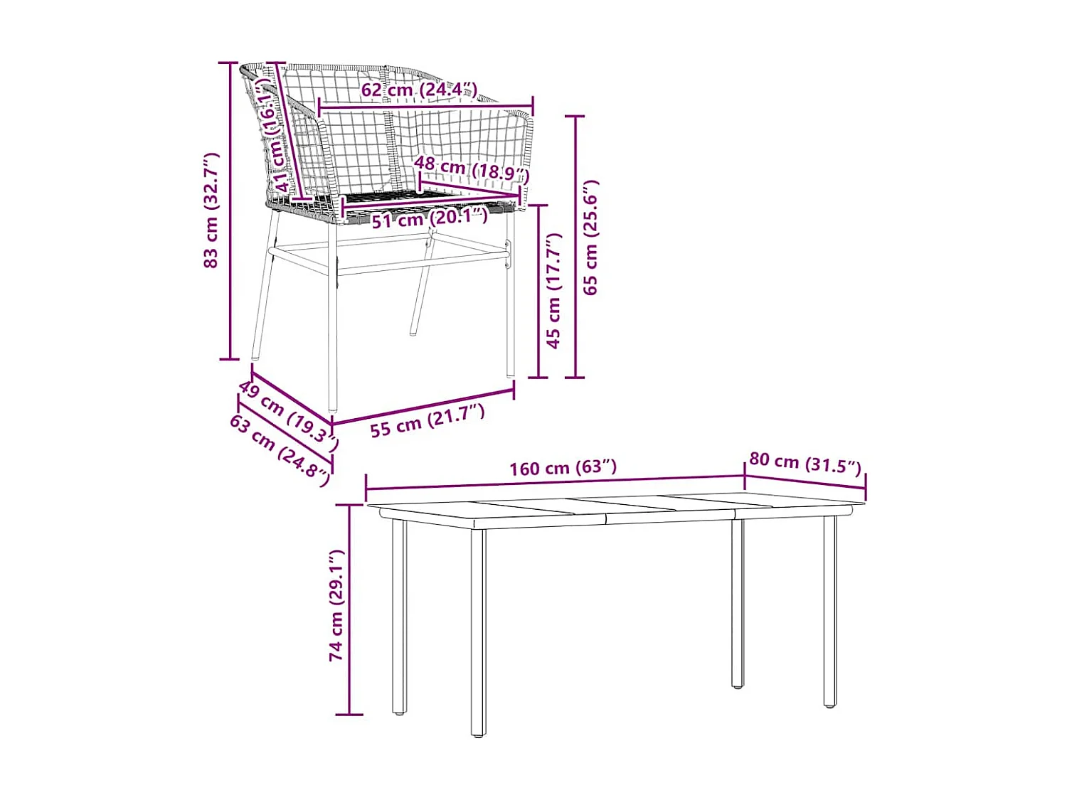 Juego de comedor jardín 5 piezas ratán sintético vidrio negro