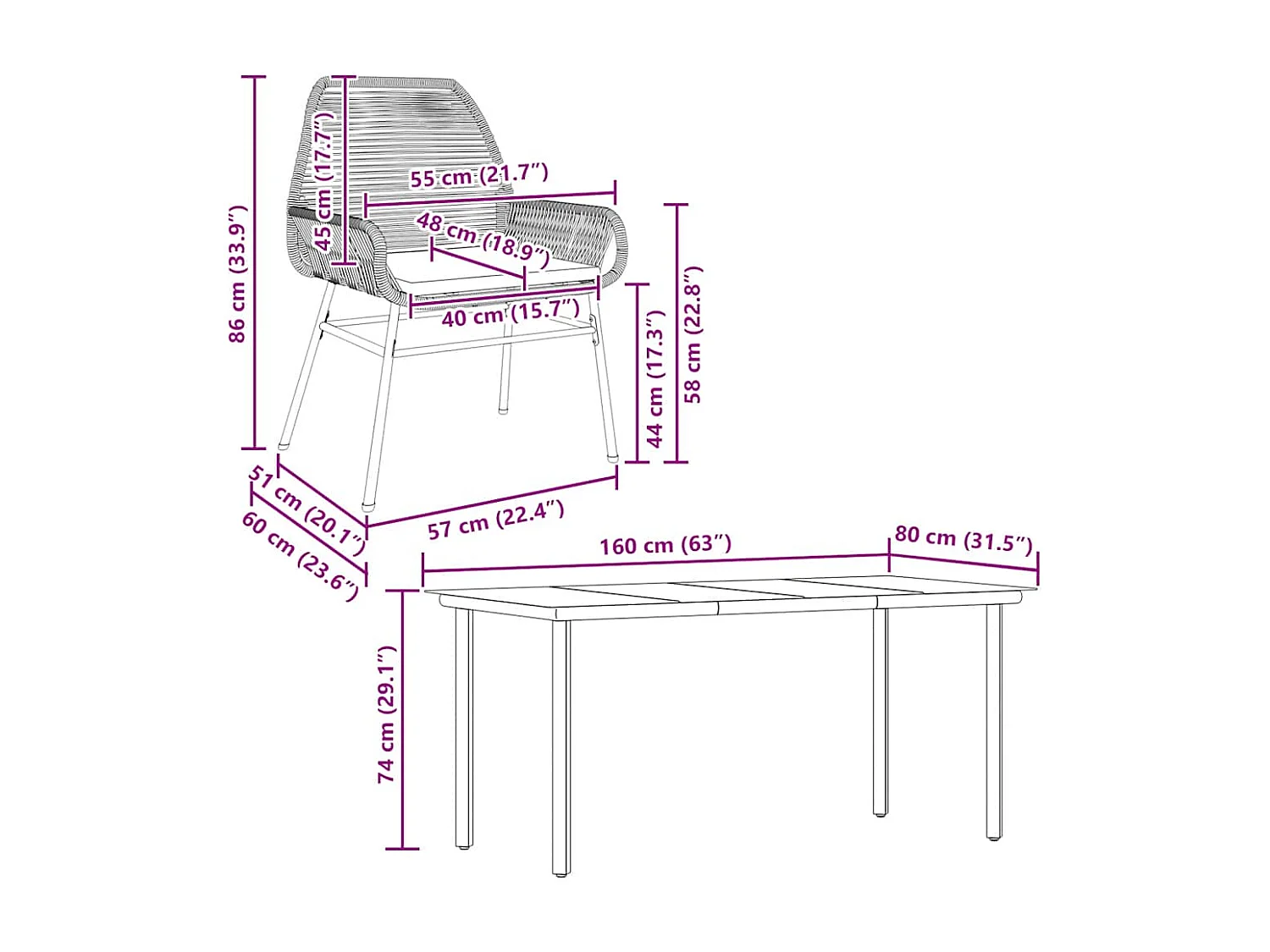Juego comedor jardín 7 piezas cojines ratán sintético vidrio gris