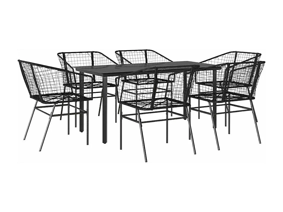 Juego de comedor jardín 7 piezas ratán sintético negro