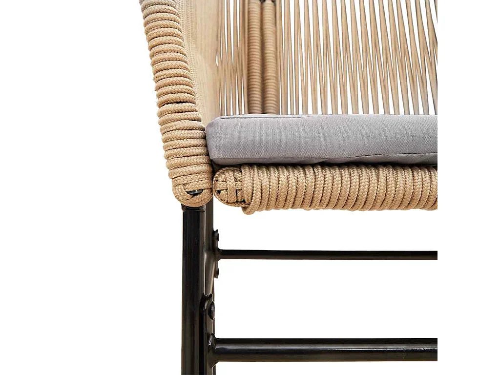 Juego de comedor jardín 5 piezas cojines ratán sintético marrón