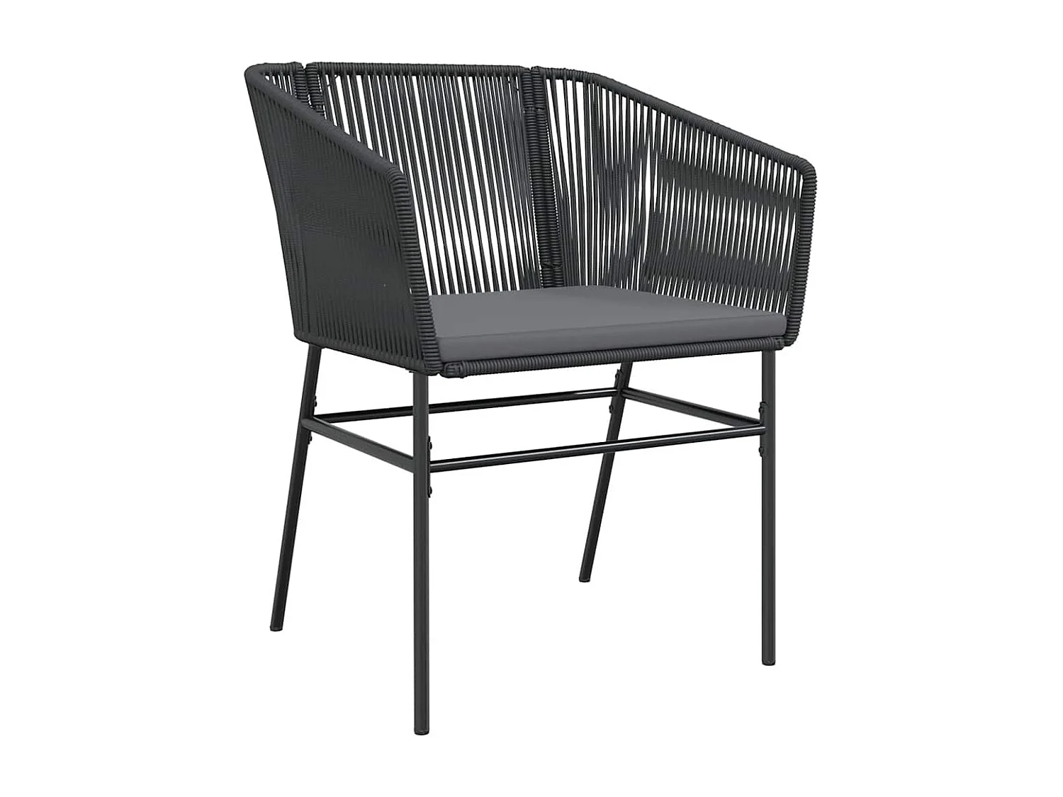 Set comedor jardín 3 piezas cojines ratán sintético vidrio negro