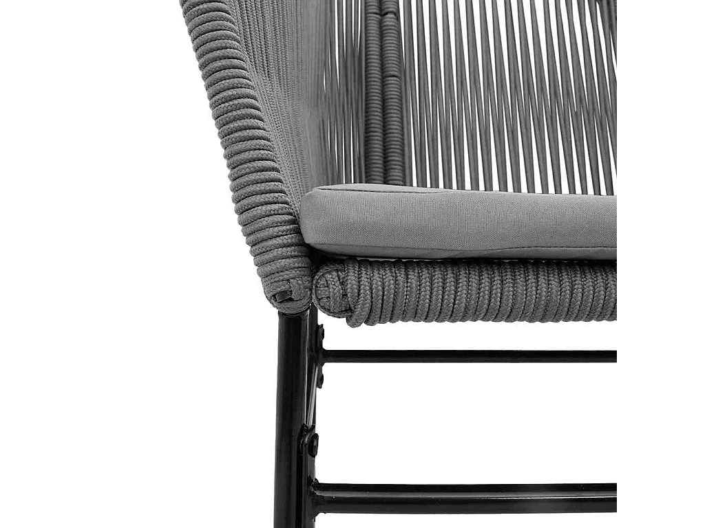 Juego comedor jardín 3 piezas cojines ratán sintético vidrio gris