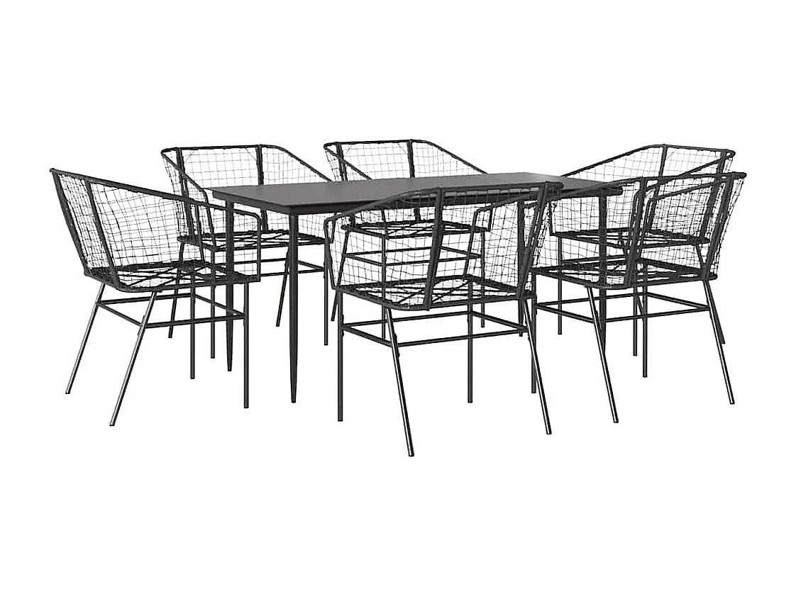 Juego de comedor jardín 7 piezas ratán sintético negro