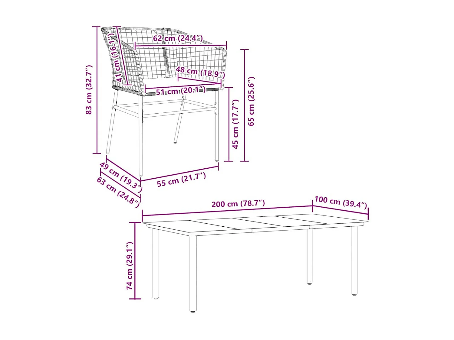 Juego comedor jardín 9 piezas cojines ratán sintético marrón