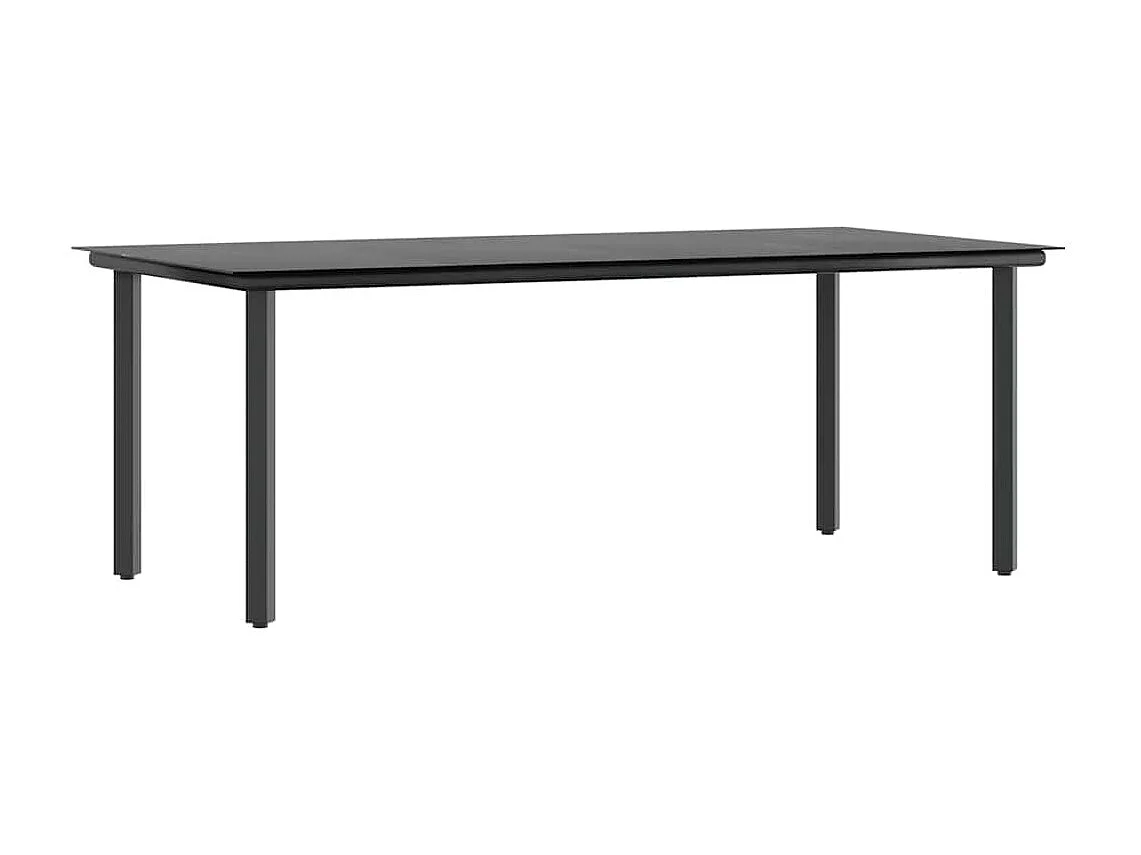 Ensemble à manger de jardin coussins 9 pièces noir poly rotin verre