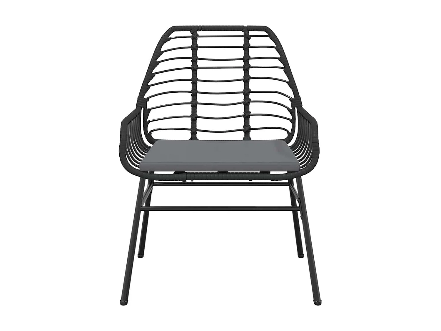 Ensemble à manger de jardin coussins 9 pièces noir poly rotin verre