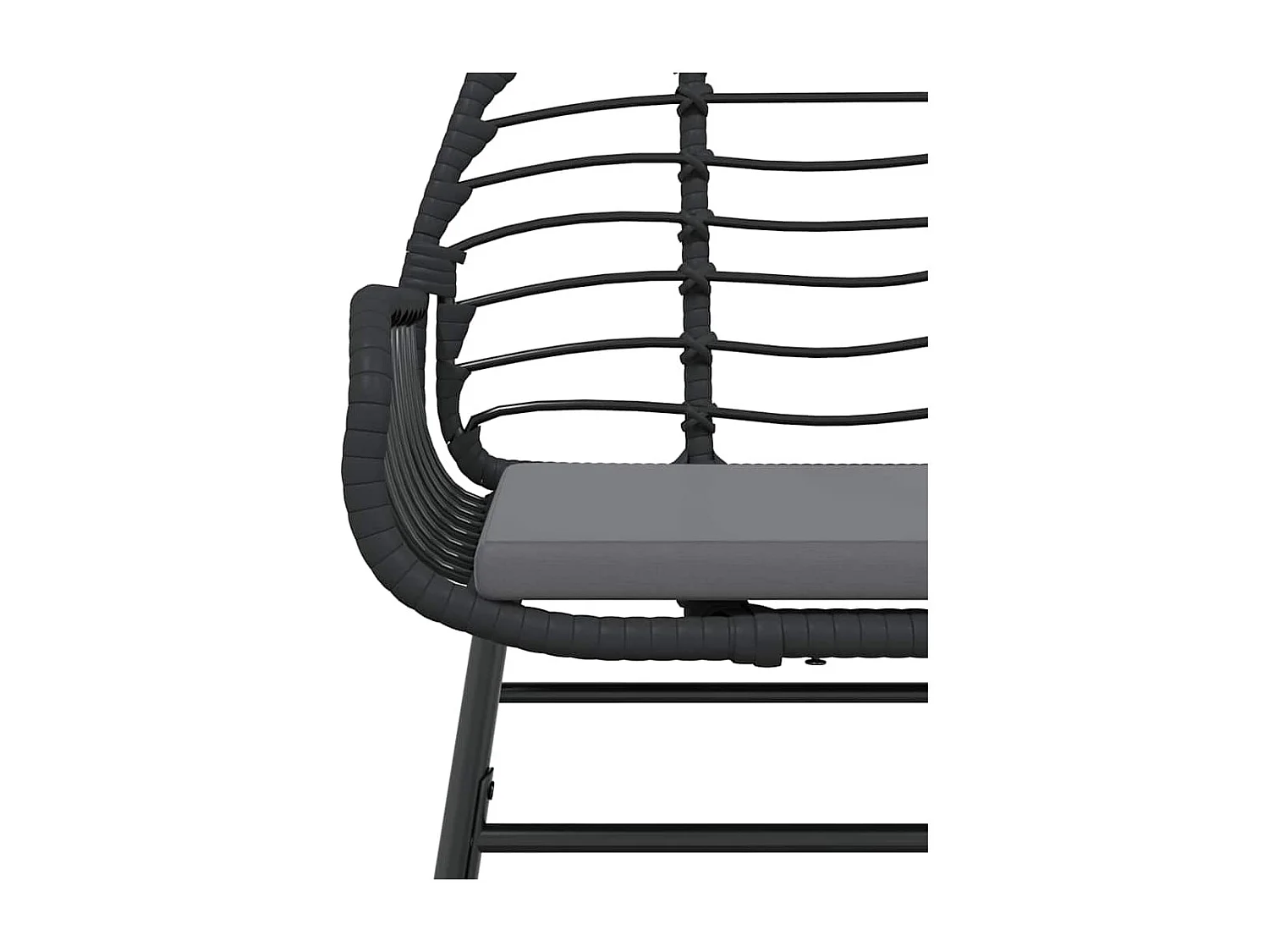 Ensemble à manger de jardin coussins 9 pièces noir poly rotin verre