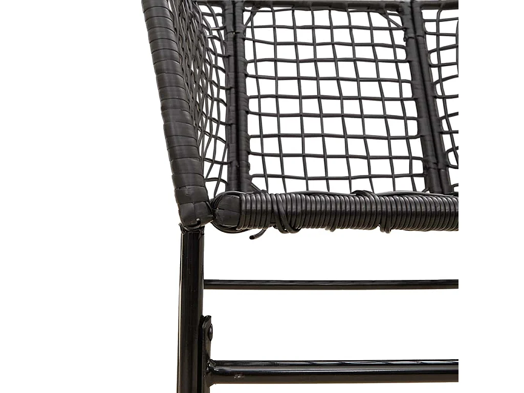 Ensemble à manger de jardin 9 pièces noir poly rotin verre