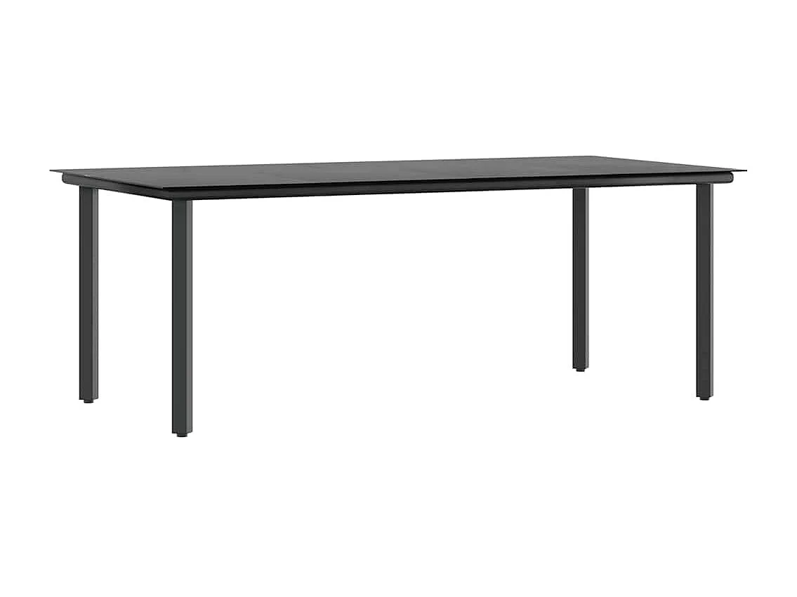 Ensemble à manger de jardin coussins 9 pièces noir poly rotin verre