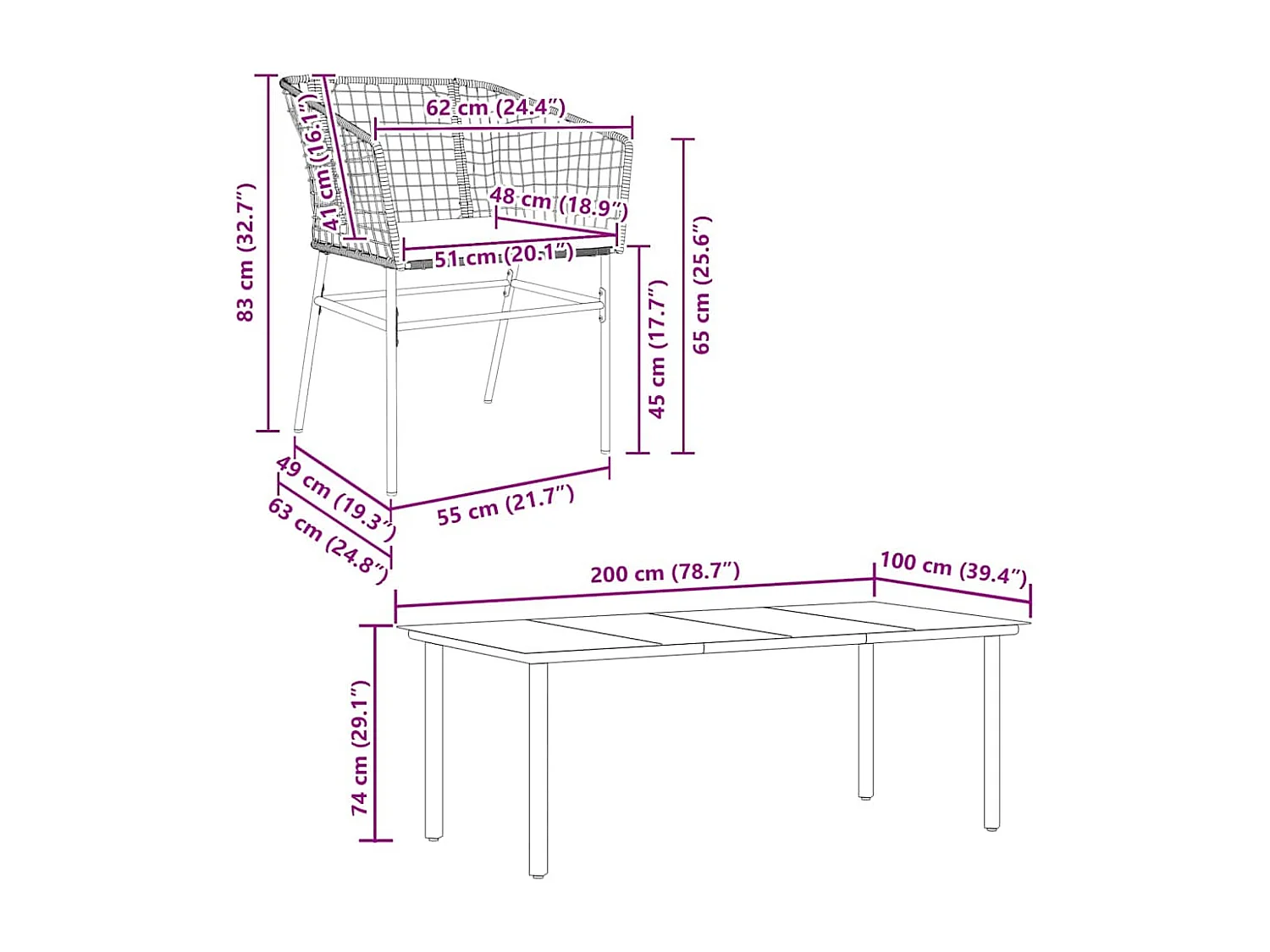 Ensemble à manger de jardin coussins 9 pièces noir poly rotin verre