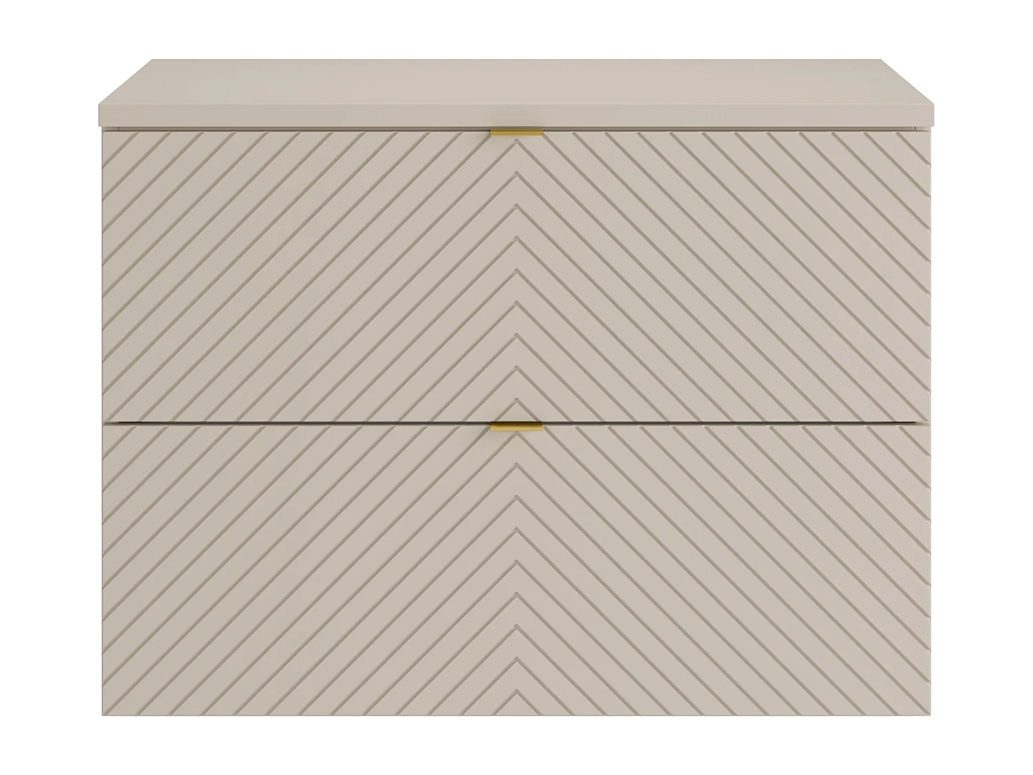 Hängender Waschtischunterschrank Chevron-Muster mit Ablagebrett - Beige - 80 cm - DORIONI