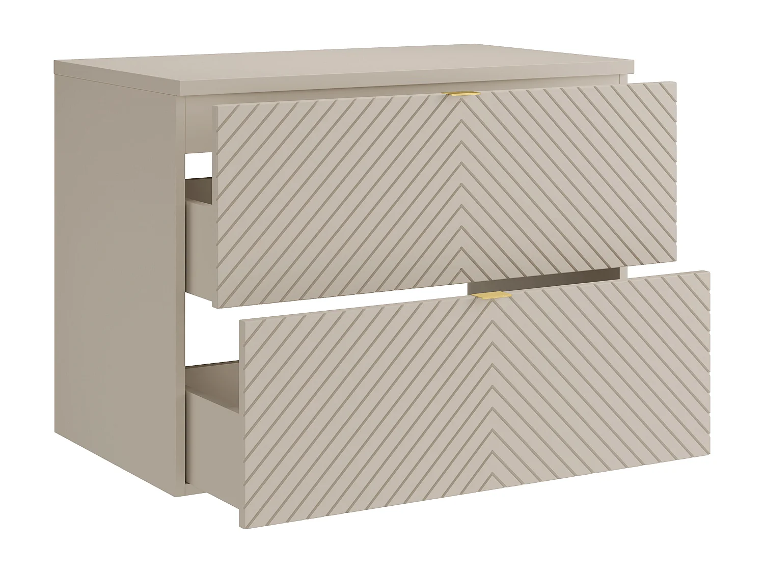 Hängender Waschtischunterschrank Chevron-Muster mit Ablagebrett - Beige - 80 cm - DORIONI