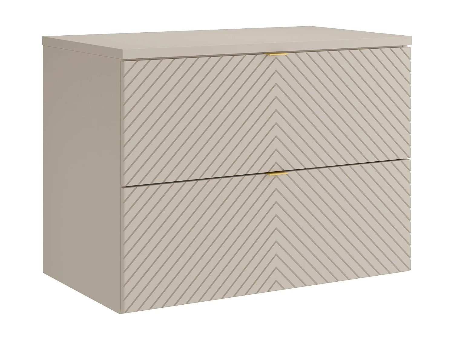 Hängender Waschtischunterschrank Chevron-Muster mit Ablagebrett - Beige - 80 cm - DORIONI