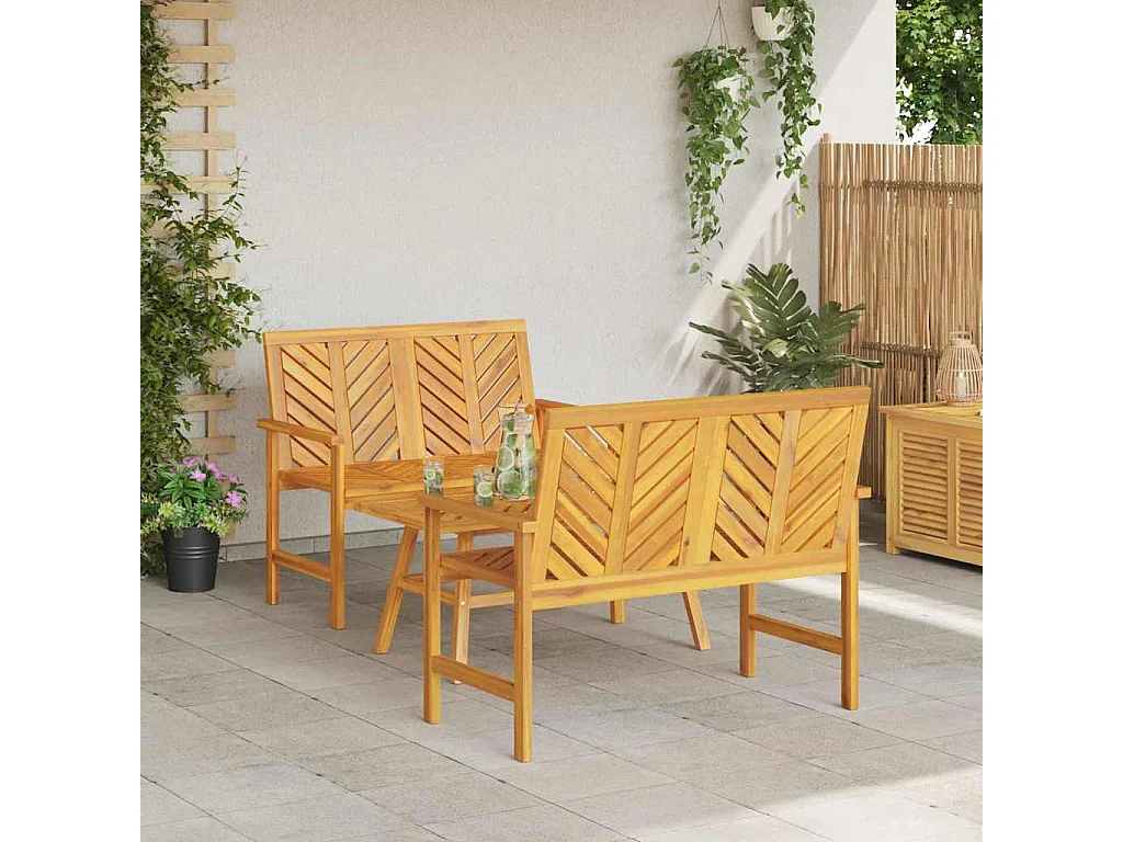 Conjunto de Sofás de Jardín Marrón Madera maciza de Acacia