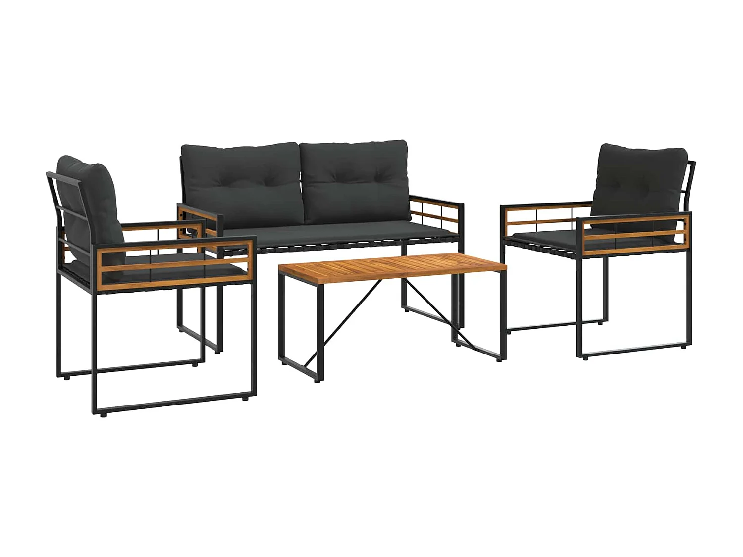 Juego de muebles de exterior con cojín 4 pcs Gris Oscuro