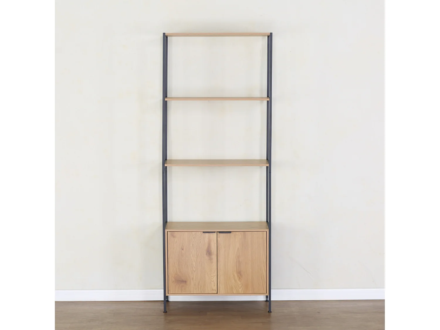 Etagère 4 rangements et placard 176 cm bois et noir TYDIE