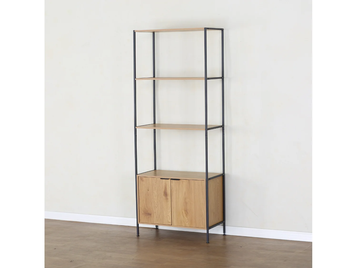 Etagère 4 rangements et placard 176 cm bois et noir TYDIE