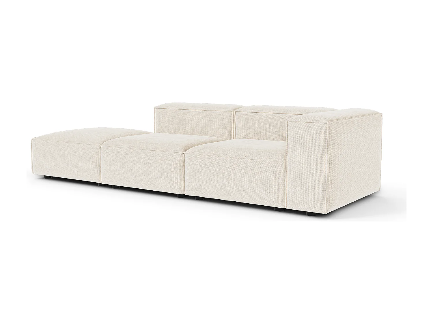 Canapé modulable 4-5 places droit velours chenillé crème CUBI