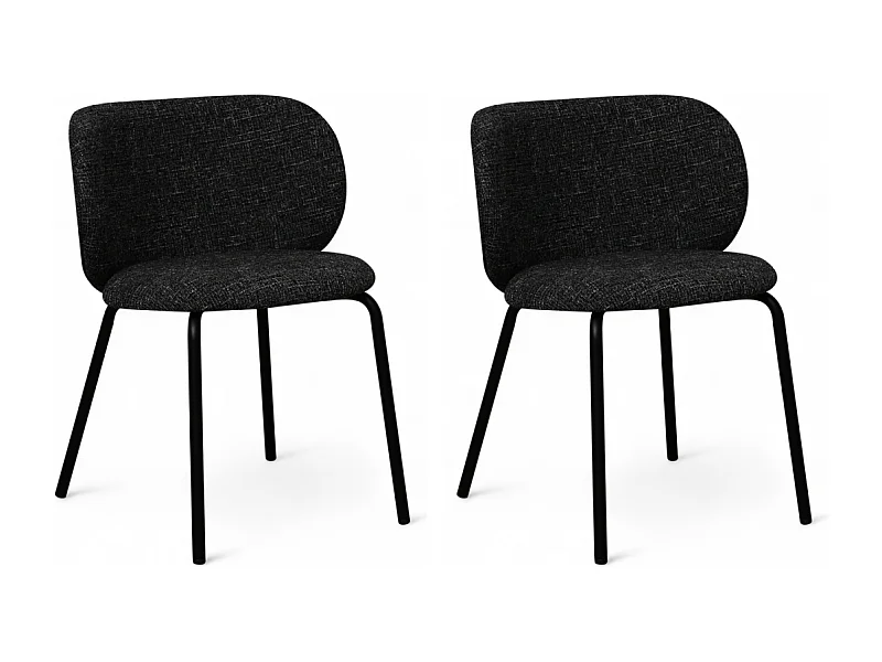 Esszimmerstühle 2er Set Nanna - Stoff (Bouclé) & Metall - Schwarz