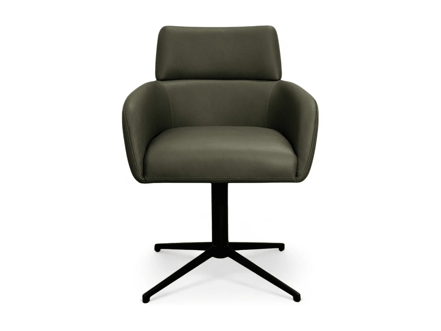 Esszimmerstühle 4er Set Marco - Leder & Metall - Olivgrün