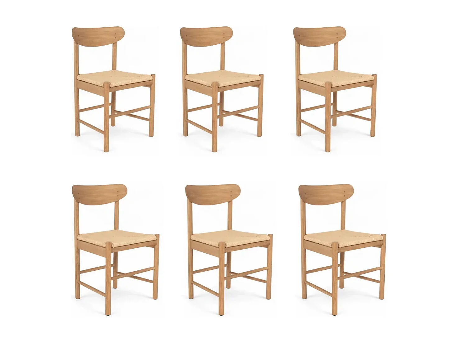 Esszimmerstühle 6er Set Malou - Papiergarn & Massives Eichenholz - Wildeiche