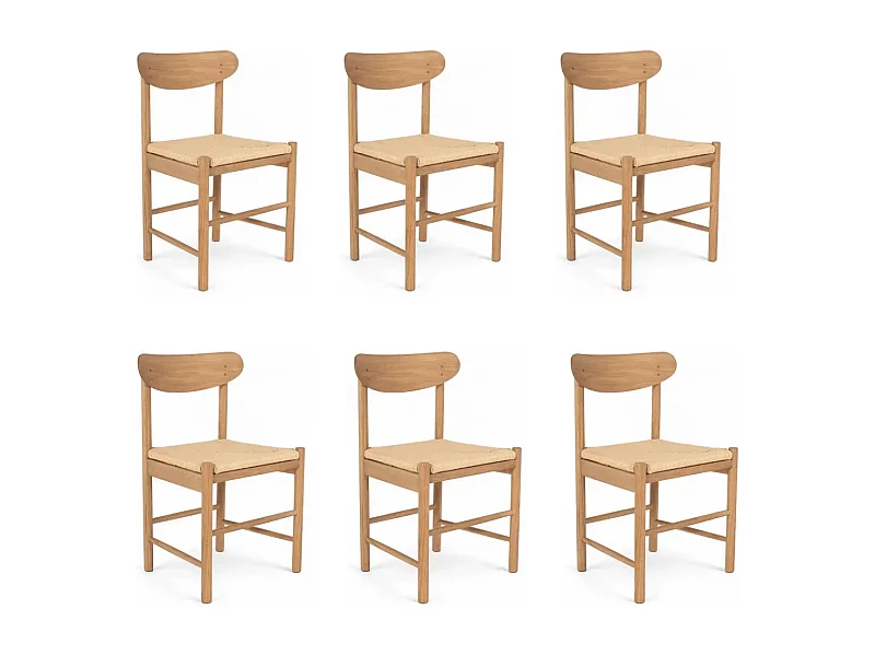 Esszimmerstühle 6er Set Malou - Papiergarn & Massives Eichenholz - Wildeiche