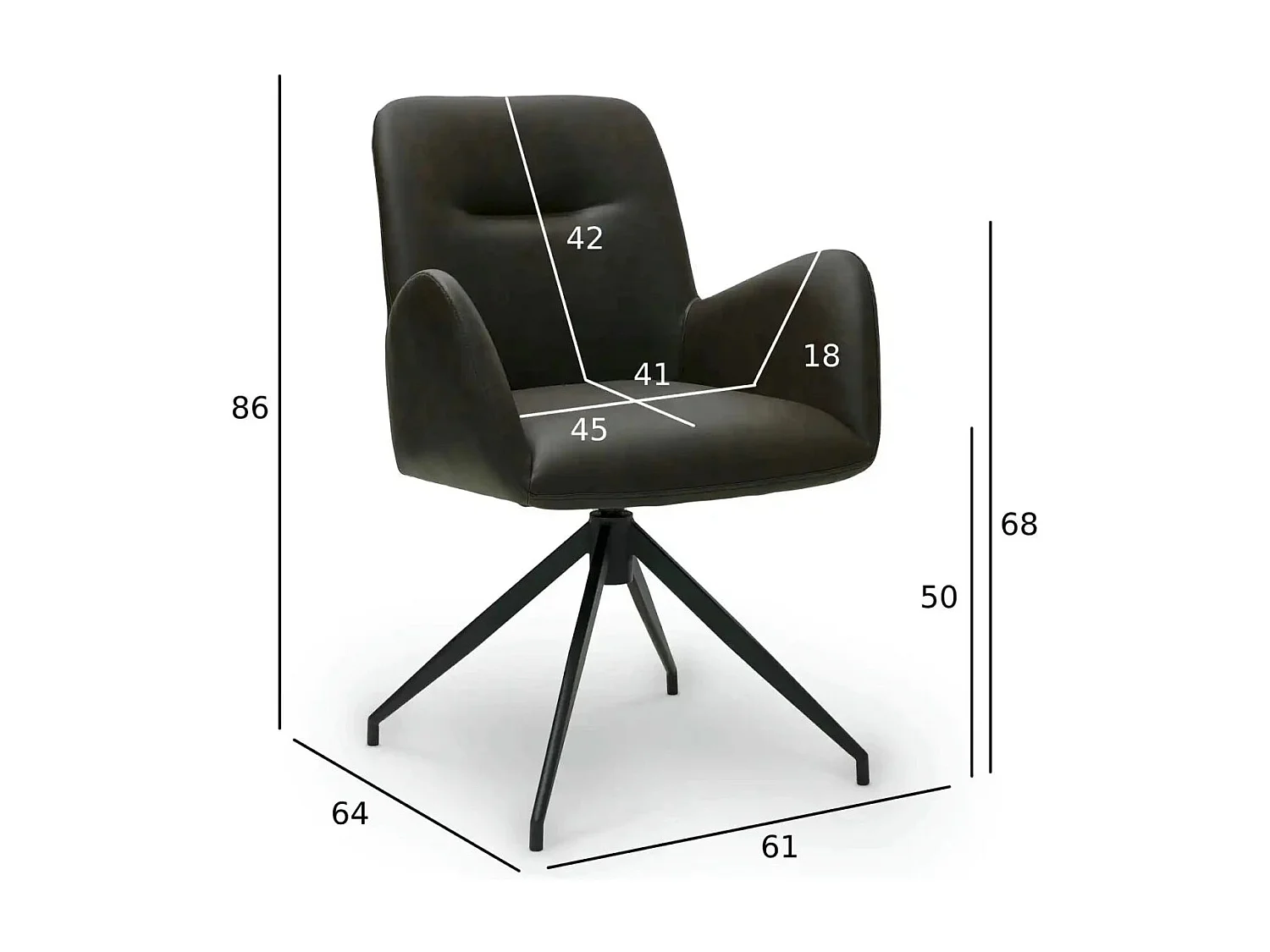 Esszimmerstühle 6er Set Jennifer - Kunstleder & Metall - Dunkelbraun