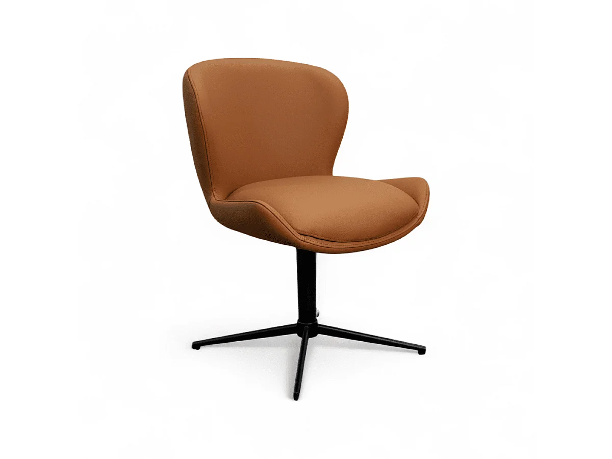 Esszimmerstühle 4er Set Nicklas - Leder & Metall - Cognacbraun