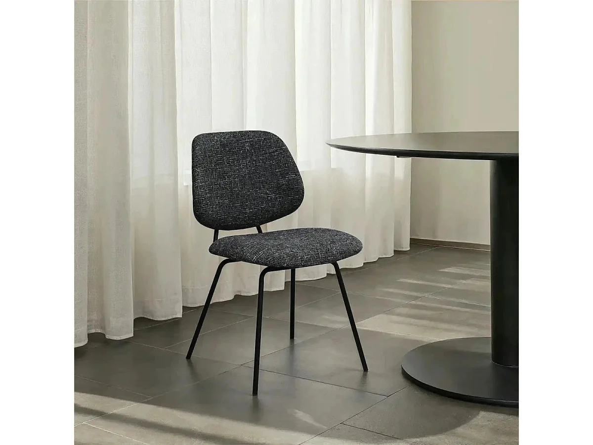 Esszimmerstühle 6er Set Sofia - Stoff (Bouclé) & Metall - Schwarz