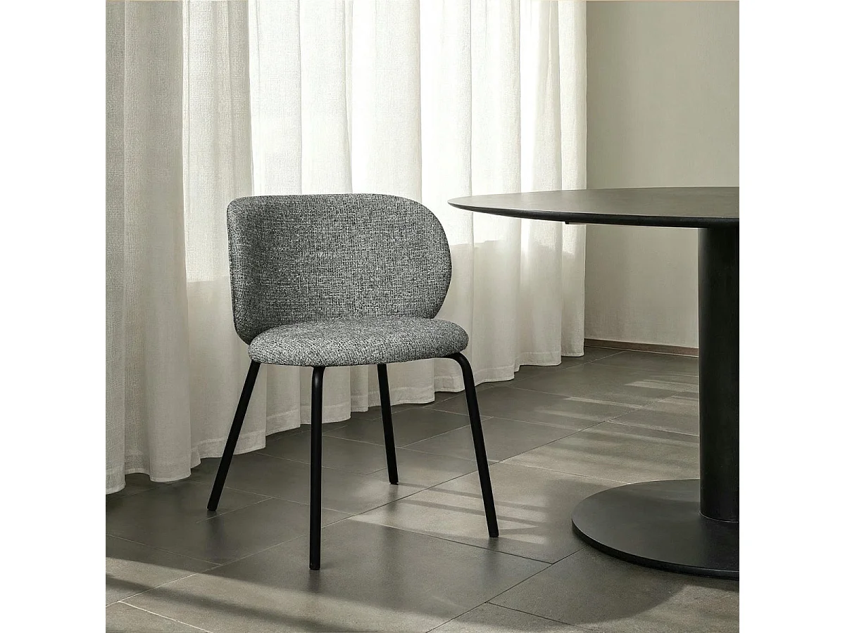 Esszimmerstühle 2er Set Nanna - Stoff (Bouclé) & Metall - Grau