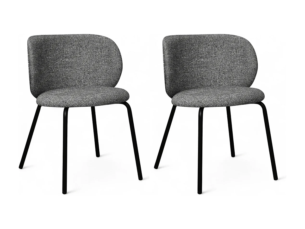 Esszimmerstühle 2er Set Nanna - Stoff (Bouclé) & Metall - Grau