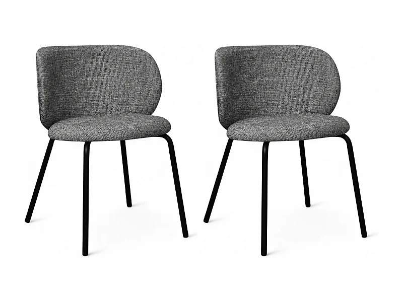 Esszimmerstühle 2er Set Nanna - Stoff (Bouclé) & Metall - Grau