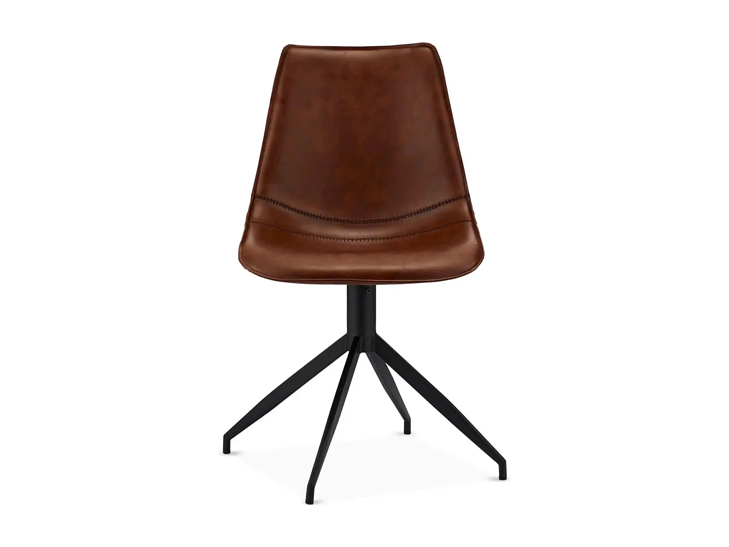 Esszimmerstühle 6er Set Isabel - Kunstleder & Metall - Cognacbraun