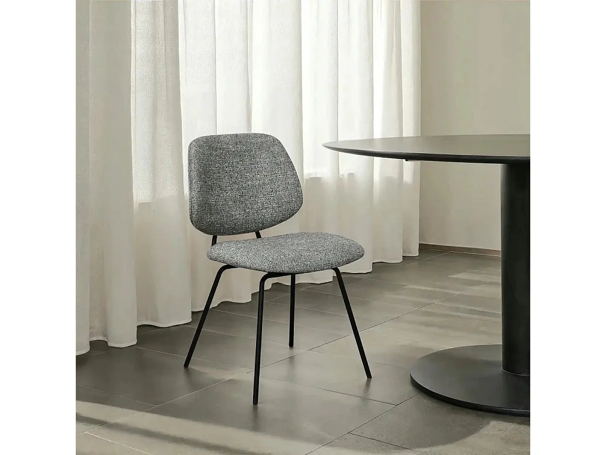 Esszimmerstühle 6er Set Sofia - Stoff (Bouclé) & Metall - Grau