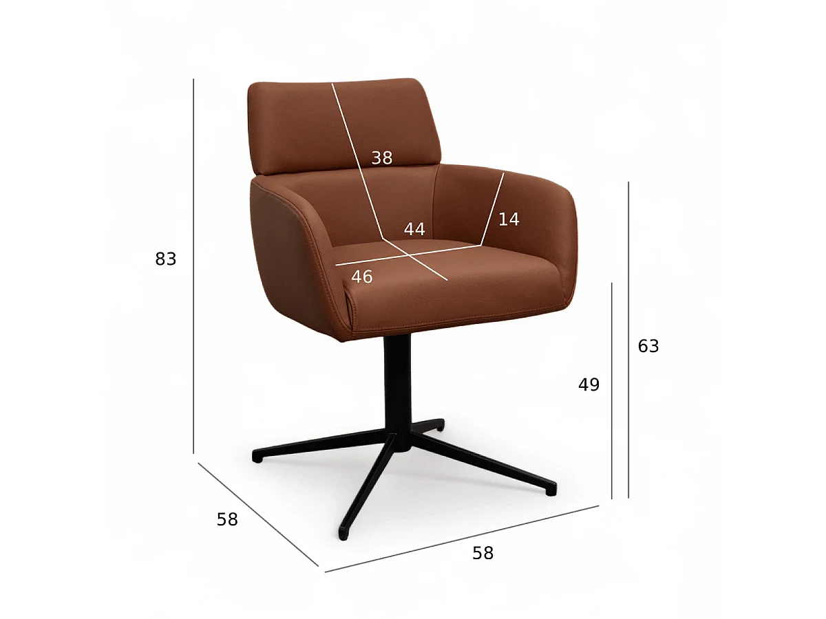 Esszimmerstuhl  Marco - Leder & Metall - Dunkelbraun