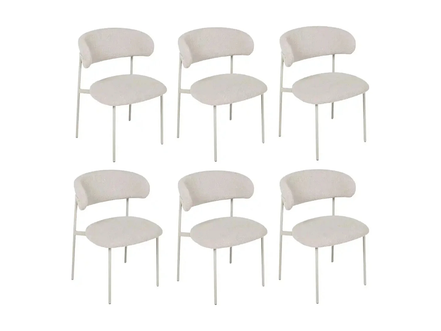 Esszimmerstühle 6er Set Diana - Stoff (Bouclé) & Metall - Beige