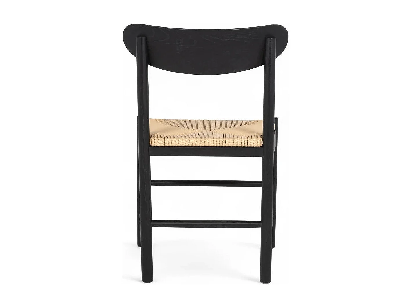 Esszimmerstühle 6er Set Malou - Papiergarn & Massives Eichenholz - Schwarz