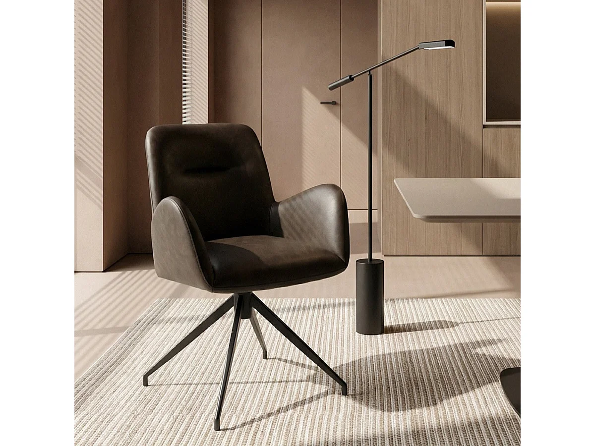 Esszimmerstühle 6er Set Jennifer - Kunstleder & Metall - Cognacbraun