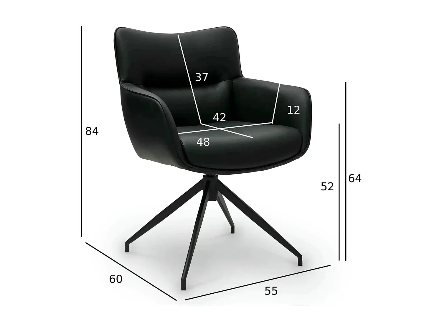 Esszimmerstühle 6er Set Jessica - Kunstleder & Metall - Schwarz