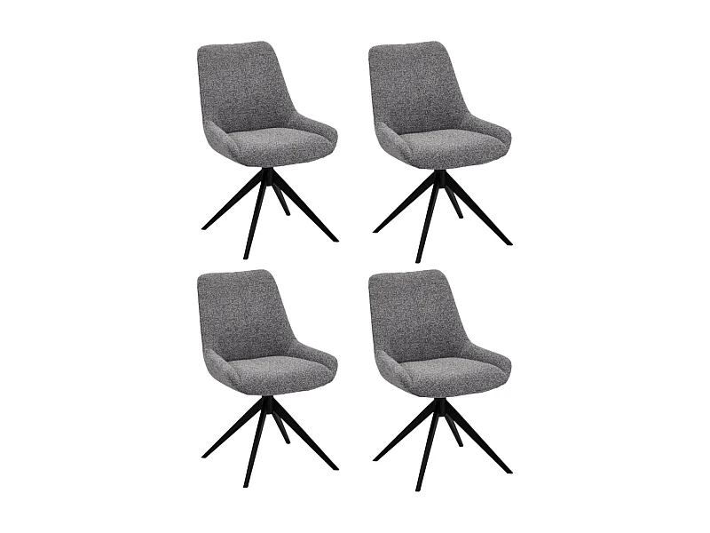 Esszimmerstühle 4er Set Helena - Stoff (Bouclé) & Metall - Grau
