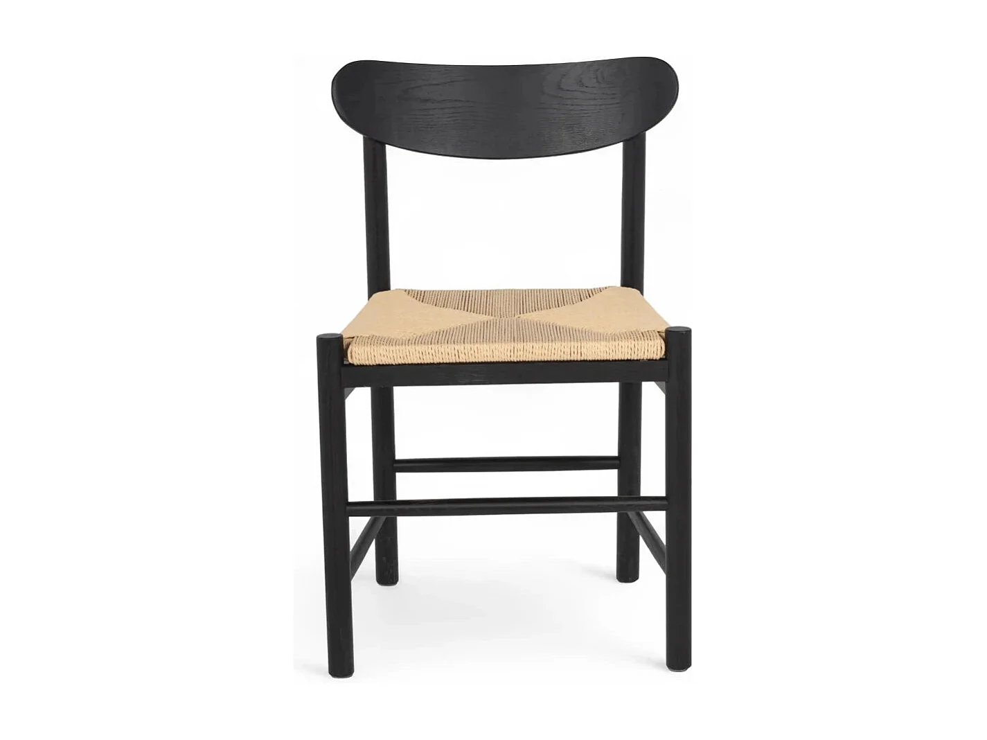 Esszimmerstühle 4er Set Malou - Papiergarn & Massives Eichenholz - Schwarz