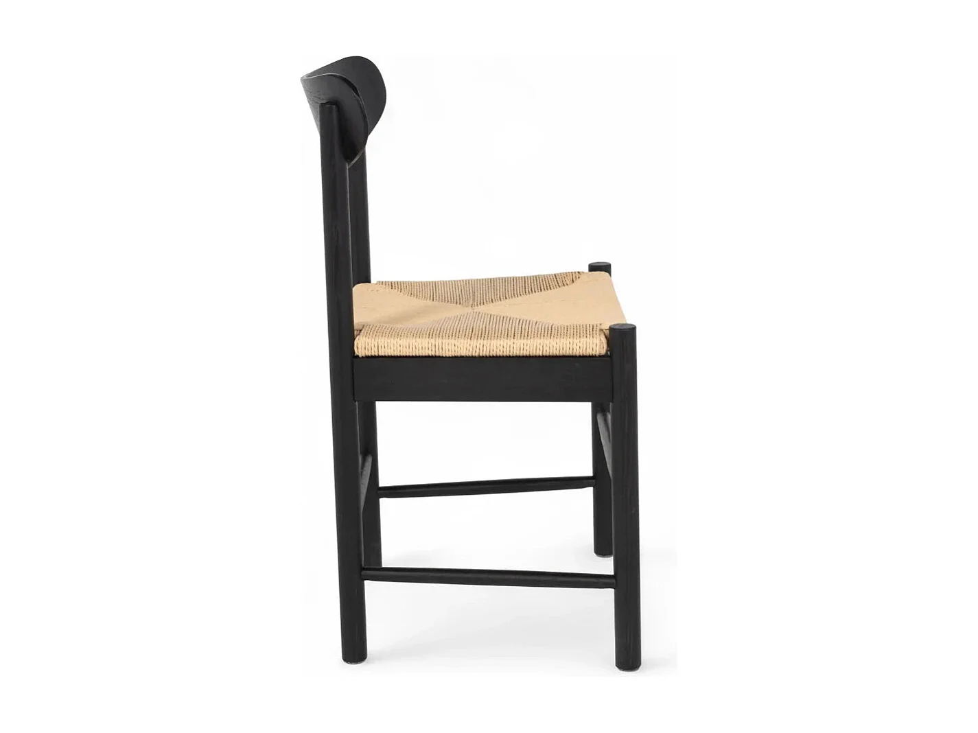 Esszimmerstühle 4er Set Malou - Papiergarn & Massives Eichenholz - Schwarz