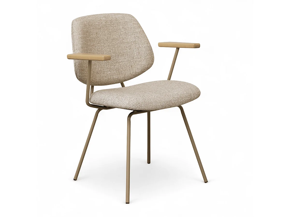 Esszimmerstühle 6er Set Sofia - Stoff (Bouclé) & Metall - Beige