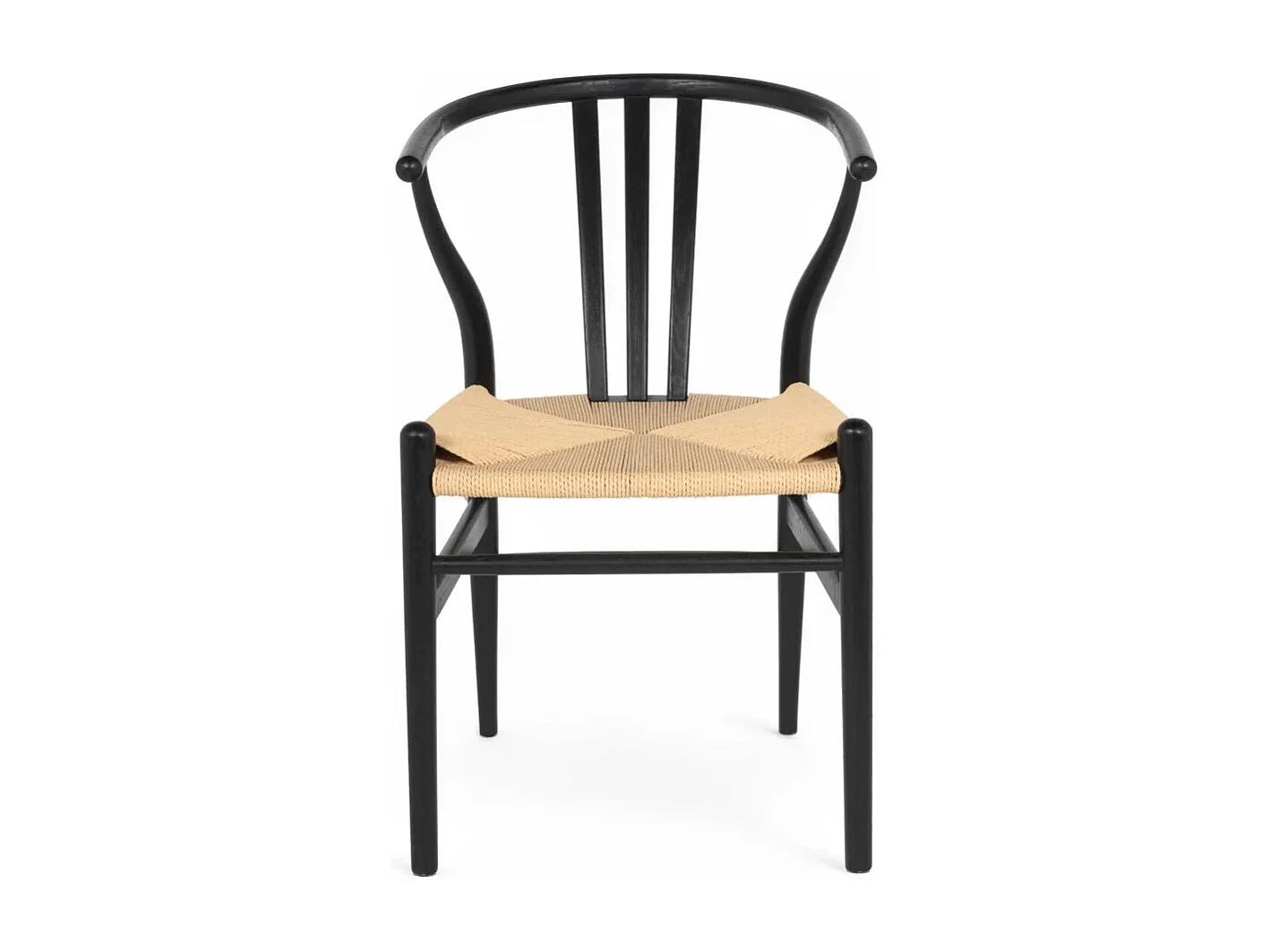 Esszimmerstühle 6er Set Nicoline - Papiergarn & Massives Eichenholz - Schwarz