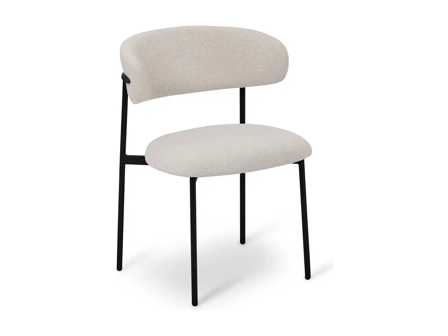 Esszimmerstühle 6er Set Diana - Stoff (Bouclé) & Metall - Cremeweiß