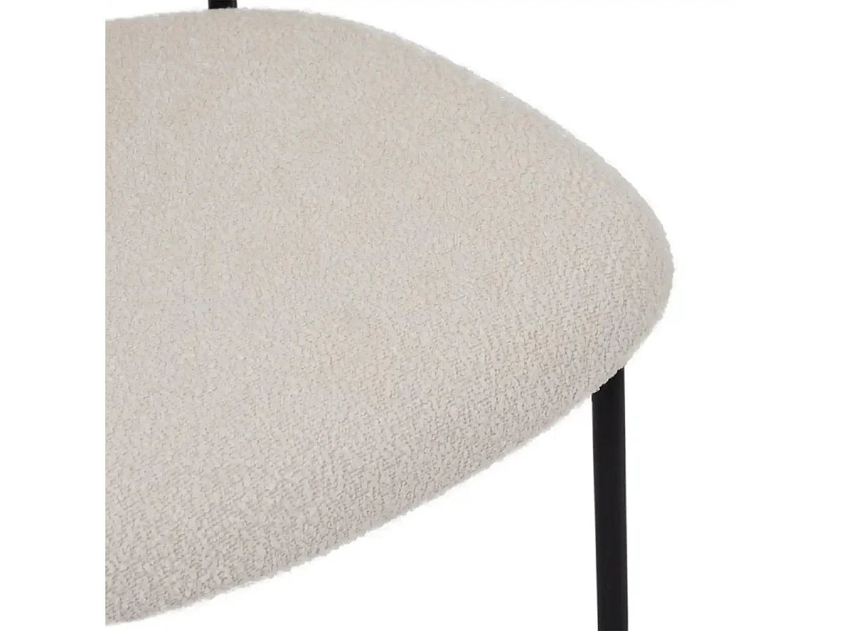 Esszimmerstühle 6er Set Diana - Stoff (Bouclé) & Metall - Cremeweiß