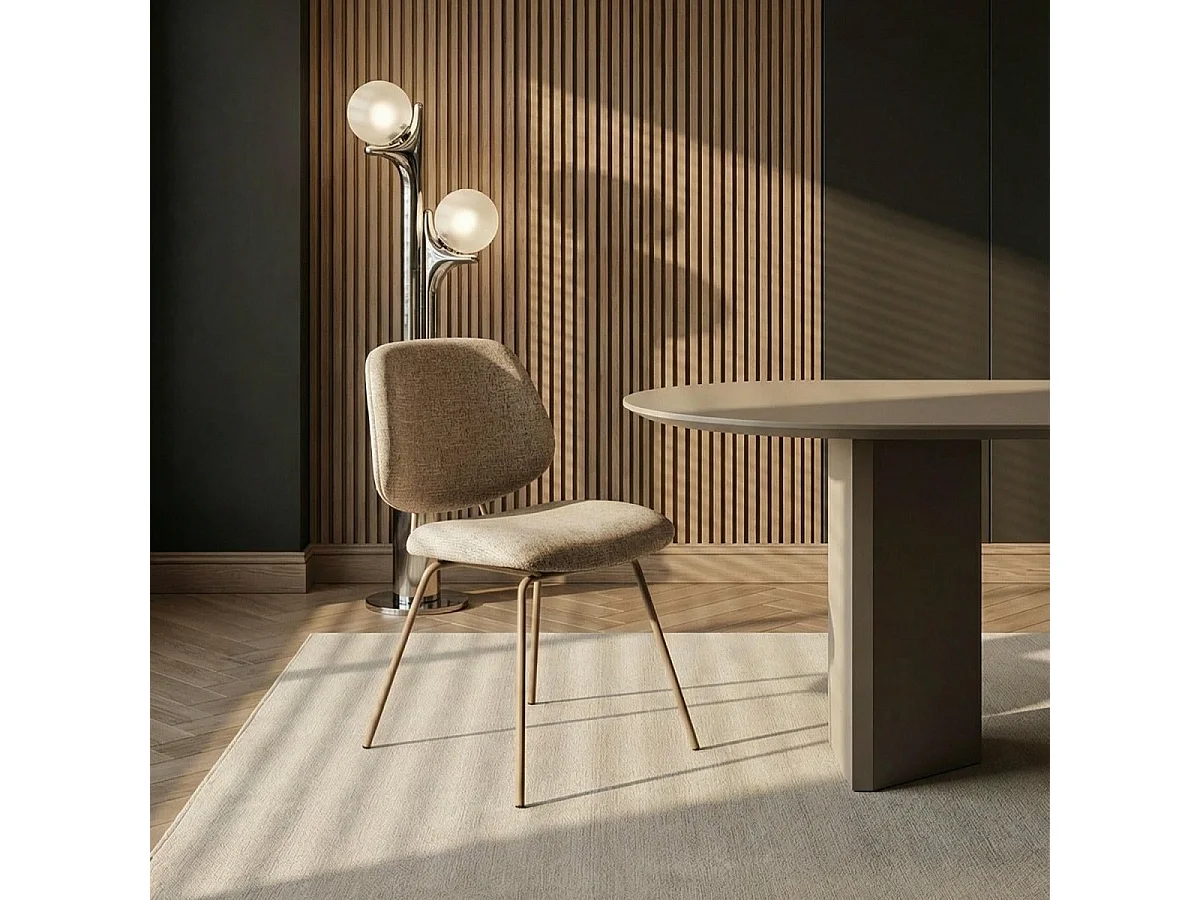 Esszimmerstühle 2er Set Sofia - Stoff (Bouclé) & Metall - Beige